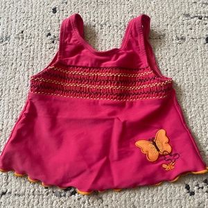 Carter’s baby girl size 6-9 months swim tank pink orange butterfly